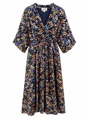 Jade by Johnny Was Silk Floral Maxi Dress Cottagecore Romantic Boho Luxe Medium